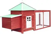 Outdoor Chicken Cage Coop Pet House with Nest Box Red 190x72x102 cm Solid Firwood