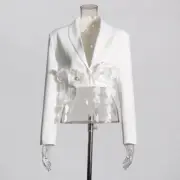 Women V-Neck Lapel Collar Short Jacket 2025 Spring New Flower Fashion Short Suit