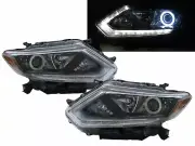 X-TRAIL 13-16 SUV COB Projector LED Bar Headlight W/ Motor Black for NISSAN RHD