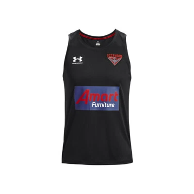 Essendon FC AFL UNDER ARMOUR Mens Training Singlet | Black by Sporting House