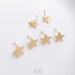 宏雲HONGYUN-ALA-14K鍍金保色五角星形帶吊環925銀針耳釘手工DIY耳環飾品配件材料