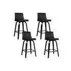 Set Of 4 Wooden Pu Leather Bar Stool Black