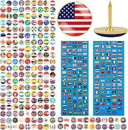 LZYMSZ194 Pcs National Flag Thumb Tacks, Map Pins for Travel Map,Creative Country Flag Decorative Push Pins for Bulletin Board, Pinboard, Map, Office,School，Home