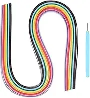 uxcell Paper Quilling Kit, 21.3 Inch 10mm 24 Colors Paper Quilling Strips with Blue Pen for Beginners DIY Hand Crafts Teaching Tools Flower Decoration(Multi-Colored, Pack of 120)