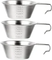 MOBUTOFU 3pcs Stainless Steel Camping Bowls Outdoor Portable Food Bowls with Scale Durable and Safe for Picnics Hiking and Camping Activities