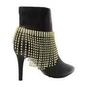 Women Gold Metal Boot Chain Bracelet Shoe Mint Beads Fringes Charm Shiny Bling