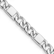 Solid 14K White Gold 9 inch 5.6mm Hand Polished Fancy Link with Fancy Lobster Clasp Bracelet