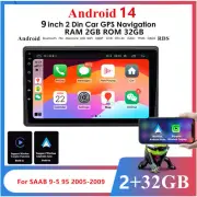9" Android 14.0 Radio Stereo GPS Nav FM Player For Saab 9-5 95 2005-2009 Carplay