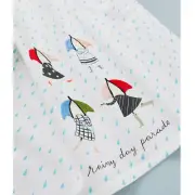 Anthropologie Libby VanderPloeg Rainy Day Parade Dish Towel Embroidered