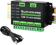 waveshare Industrial USB to RS485 Converter Extending USB to 4CH RS485, 1200bps ~ 460800bps Baudrate, Transmission Distance up to 1.2km, Compatible with Win7/8/8.1/10/11, Mac, Linux, Android,etc