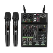 4 Channel USB Audio Mixer Bluetooth with Wireless Microphone for DJ Karaoke