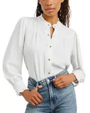 Rails Alanna Ruffle Mandarin Collar Blouse