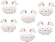 EXAOMBLE 6pcs Egg Bunny Box Bunny Cake Toppers Chime Link Desktop Basket Windup Basket Stuffers Straw Cup Stickers Shaped Eggs Shells for Ponchos White