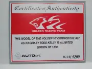 AUTO ART 1/18 CARDBOARD Certificate 0721 for HRT COMMODORE TODD KELLY