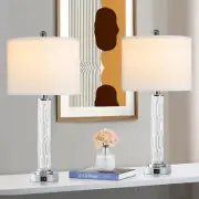 26 Inch Glass Table Lamps Set of 2, 3-Way Dimmable Touch Control Bedside Lamps w