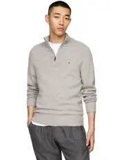 [Tommy Hilfiger] Wool Mock Turtleneck Half-Zip Jumper in Grey