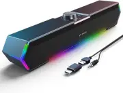 LENRUE G11 Computer Speakers for Desktop, Touch Lights PC Speakers with Surge Cl