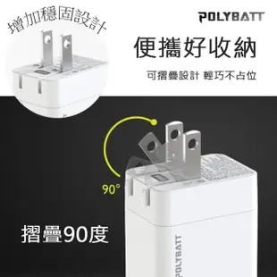 【Polybatt】GaN氮化鎵65W 手機平板筆電快速充電器+Type-C to Lightning 蘋果認證PD快充線