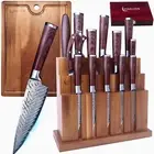 Damascus Knife Block Set 15PCS Kitchen Knife Set with Block Premium Chef Knif...