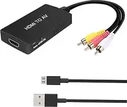 HDMI to RCA Converter, HDMI to AV 3RCA CVBs Composite Video Audio Converter Adapter Supports PAL/NTSC for TV Stick, Roku, Chromecast, Apple TV, PC, Laptop, Xbox, HDTV