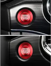 LECART Push to Start Button Stickers Fit for Jeep Grand Cherokee 2014-2024 Metal Decal Covers Auto Interior Decor Accessories Metal Decal Trims Red 2 Pcs