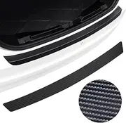 Moteloor Black Carbon Fiber Textured Leather Sticker for The Threshold bar Outside The car Boot, Anti-Scratch Strip Anti-Kick Film Protective pad for The Rear Guard（35.43 * 3.15 in）