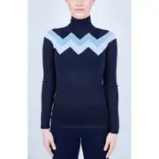 L'ETOILE SPORT CHEVRON MOCK NECK SWEATER in Navy With Light Blue Trim at Nordstrom, Size Medium