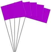 35 PCS Purple Small Flag,15 Inch Steel Flagpole Mini Flag,Ground Marking Flags Decor,Petit Drapeau