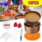 8 inch air fryer accessories 14PCS BBQ Oven Rack Cake Pizza Frying Pan Dish Tray