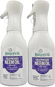 Nature's IQ Cold Pressed Neem Oil w/Spray Mist Technology. Indoor and Outdoor Plant Protection. Twin Pack