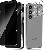 2 Pack for Samsung Galaxy S24 Privacy Screen Protector and 2 Pack Camera Lens Protector,Anti Spy Tempered Glass Anti-Scratch Case Friendly (2+2)