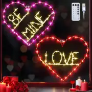 2 Pcs Metal Proposal Window Lights Red Heart Lights Be Mine Valentines Day decor