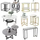 Modern Glossy Finish Sintered Stone Coffee Table Nested Set Sofa Side End Tables