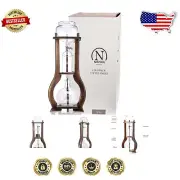 Elegant Vintage Cold Brew Coffee Maker with Wooden Frame - Easy Manual Brewing
