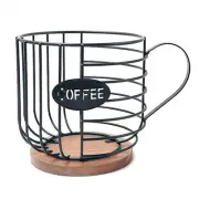 Coffee Pod Holder Coffee Pod Basket Wire Coffee Pod Storage Wooden Base7239