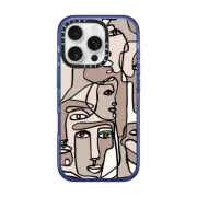 iPhone 16 Pro Impact Case MagSafe Compatible FACE MOSAIC SKETCH 1 DARK SKIN IPHONE, ABSTRACT MINIMAL PEOPLE ILLUSTRATION By Ebi Emporium