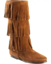 Minnetonka Moccasins 1632 & 1639 Women 3 layer Fringe Calf High Boots