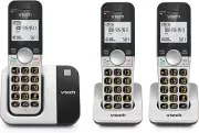 3-Handset Cordless Phone with Full Duplex Speaker and Quiet Mode Feature