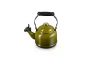 Enamel on Steel Demi Tea Kettle with Gold Finishes, 1.25 qt., Olive