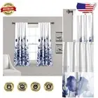 Zuri Flora Navy Light Filtering Curtains - 63"L x 52"W - Elegant Floral Design