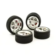 DDA 1:18 Scale Street Fighter Torque Thrust Wheel & Tyre Set Black Silver