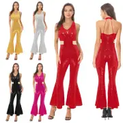 Womens Jumpsuit Patchwork Rompers V Neck Bodysuit Cosplay Clubwear Hot Pants