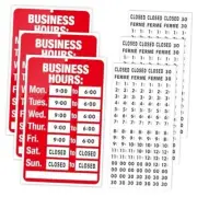 3Pcs Business Hours Open Closed Sign Kit for Glass Door or Window, Ideal Hours