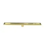 900Mm Tile Insert Bathroom Shower Brushed Brass Grate Drain W/ Centre Outlet Flo