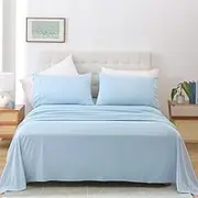 Queen Size Sheet Set - Luxury Soft Comfy Bed Sheets, Breathable Cooling Hotel Bedding for Women, Men, Teens, Extra Deep Pocket, Easy-Fit, Oeko-Tex, Wrinkle Free 4 Piece - Ice Blue
