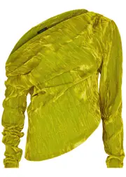A.W.A.K.E Mode Asymmetric Crushed Velvet top - Lime - 44 (UK16 / XL) 44 (UK16 / XL)