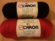 Caron Yarn Simply Soft Harvest Red & Black 6 oz Skeins Lot 2