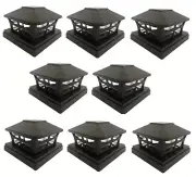 8 Pack 4" 5" 6" SMD LEDs Solar Black Finish Post Deck Fence Cap Lights