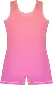 [GAIGEO] Girls Leotards for Gymnastics Toddler Unitard Ballet Outfit with Shorts Coral Pink Rose Gradient 2-3t