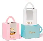30Pcs 3 Colors Single Cupcake Containers, Cupcake Boxes with Window, Food Grade Cupcake Holders with Inserts, Pastry Containers with Handle for Wedding, Birthday, Parties, Snacks, Gift Packaging Boxes